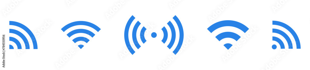 Blue signal wifi symbol different shape illustration vector Blue signal wifi symbol different shape illustration vector