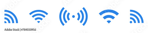 Blue signal wifi symbol different shape illustration vector