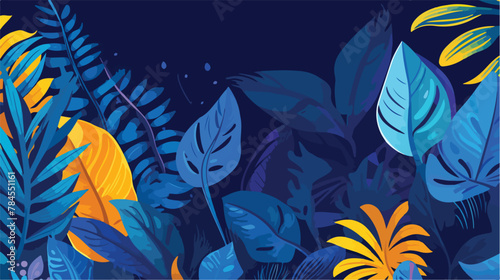 Vector background with a collection of tropical lea photo