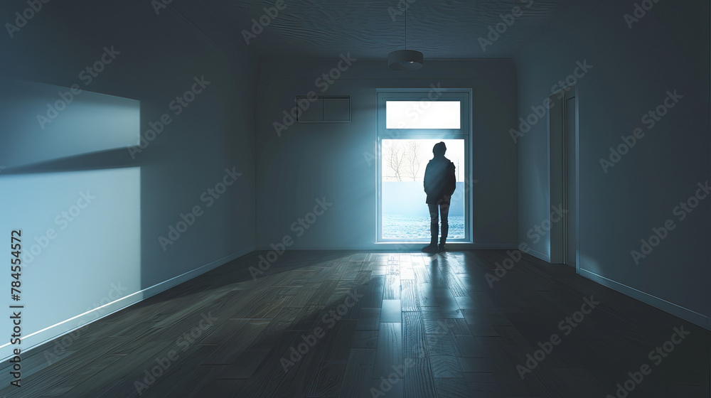 Whispers in the Dark: Person in Empty Room, Hearing Unseen Voices.