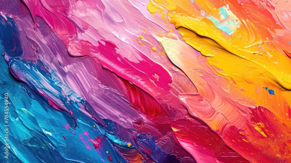 Explosion of Colorful Paint Strokes on Canvas