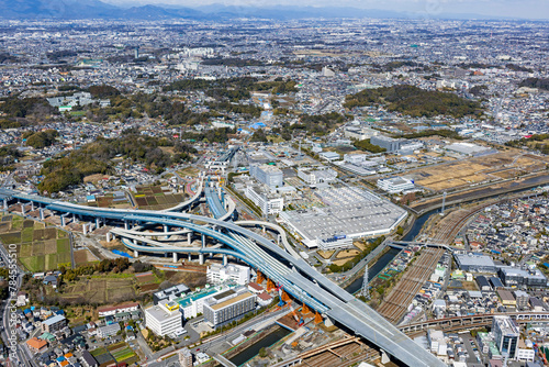郊外の工場群・住友電工神奈川製作所・工場団地、2024年撮影・空撮