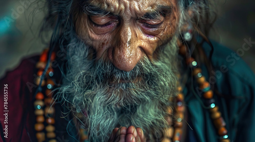 Soulful Contemplation: Man with Prayer Beads, Reflecting on Life's Meaning