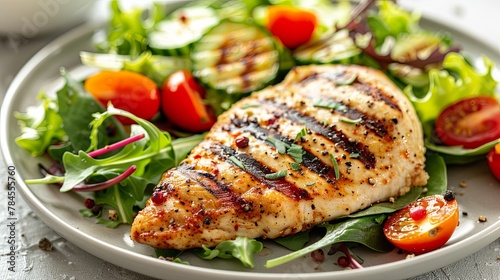 Grilled Chicken Breast with Fresh Mixed Green Salad