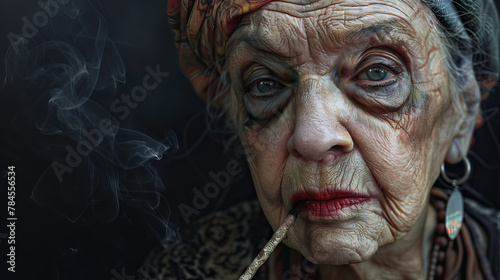 Serenità Divina: Donna Anziana con Rosario, Trovando Pace nella Devozione photo