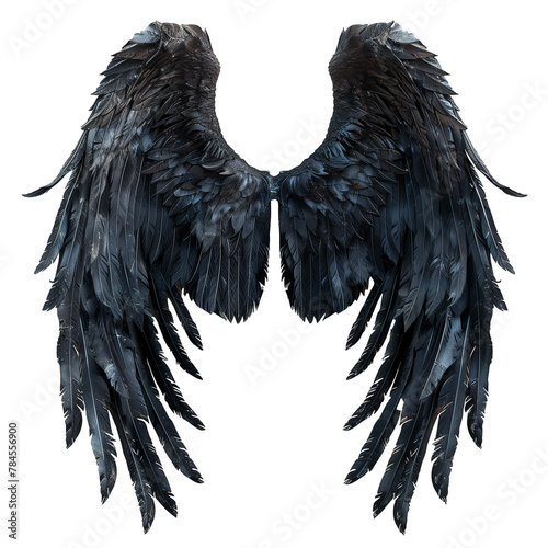  Majestic black angel wings isolated on transparent background