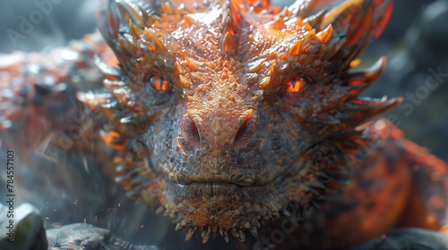 a close up of a dragon s face with fire coming out of its eyes © Валерія Ігнатенко
