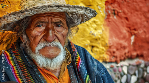 Peregrino Anciano: Hombre Mayor Mexicano con Bastón, Viajando en la Fe.
