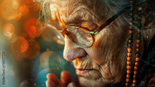 Aged Faith: Elderly Person with Rosary, Nurturing a Lifetime of Devotion.