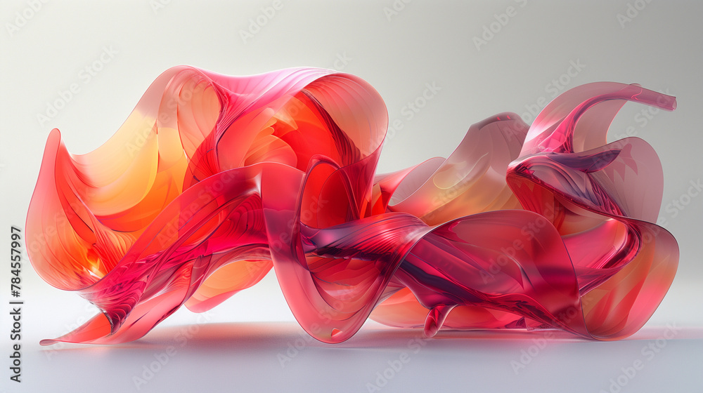 Radiant Sculpture: 3D Design in Clear Red Plastic Radiant Sculpture: 3D Design in Clear Red Plastic