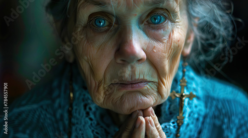 Celestial Connection: Woman with Rosary, Deepening Spiritual Bond.