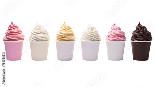 Ice cream on white isolated on clear png background and transparent background. food drink and dessert concept for cafe and restaurent, AI generative.	
