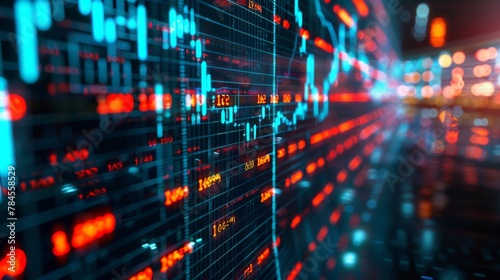 An example of a stock market trading chart (3D rendering)