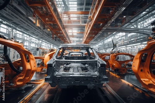Interior of a car assembly factory