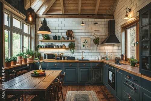 Interior of a cozy Scandinavian style kitchen