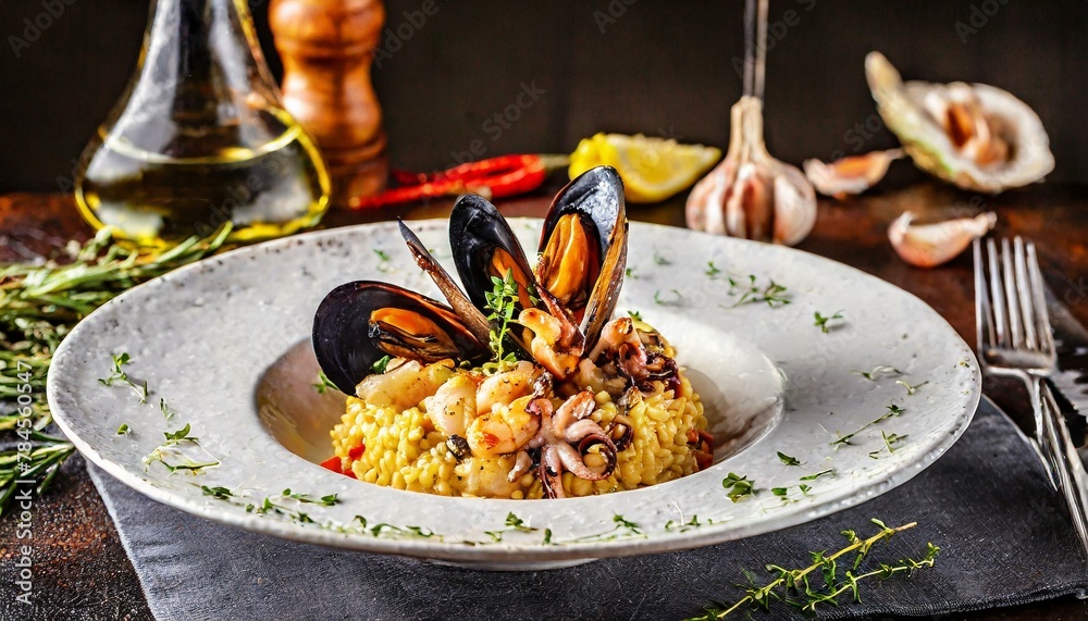 Gourmet Italian Cuisine: Risotto with Seafood Medley