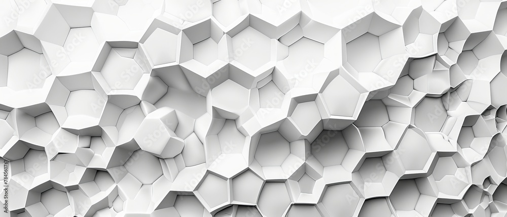 An illustration of a flower made with a white background and geometric shapes like hexagons and squares. It was made without taking any references. - obrazy, fototapety, plakaty 