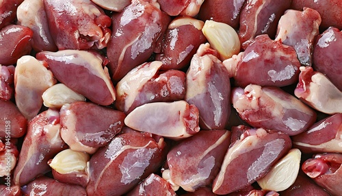 Culinary Essentials: Chicken Gizzards on Meat Backdrop
