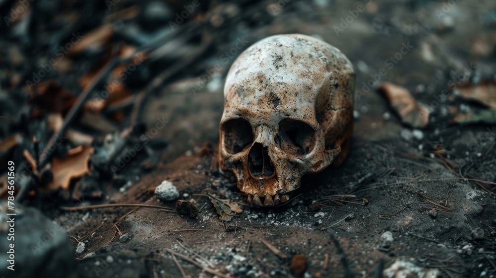 Skull Resting in Woods Skull Resting in Woods
