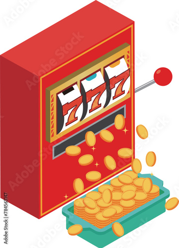 大当たりするスロットマシーンのイラスト
