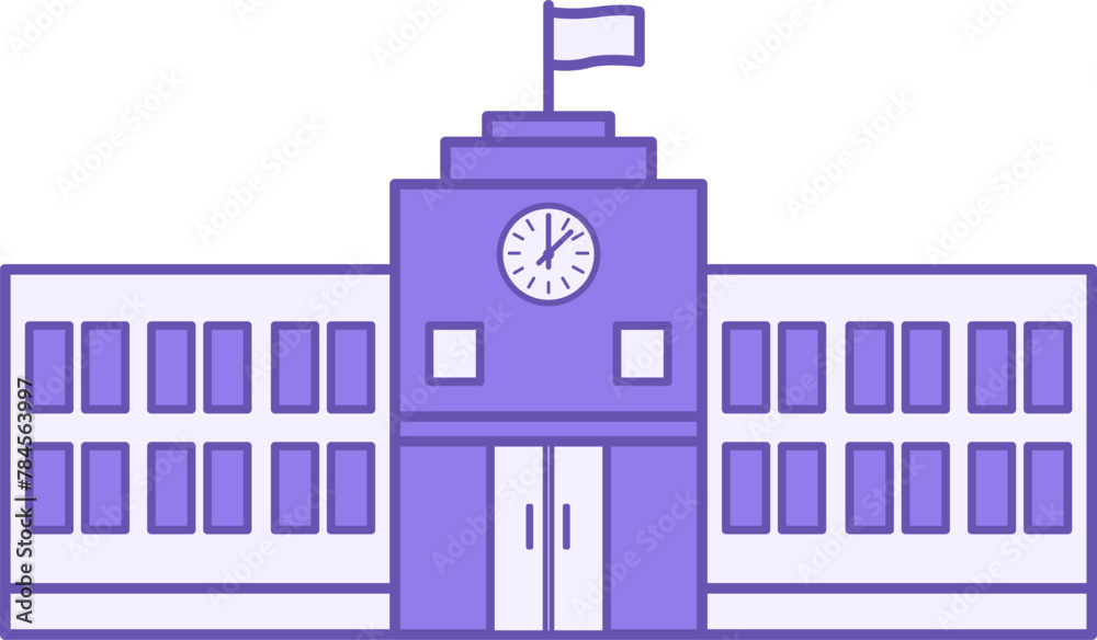 University Colored Icon. Vector Icon of Modern University Building. College, School, Institute. Education and Architecture Concept
