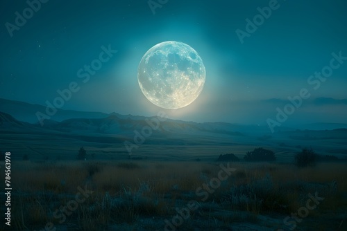 Serene Moonrise Illuminating Tranquil Landscape in Dramatic Documentary Style