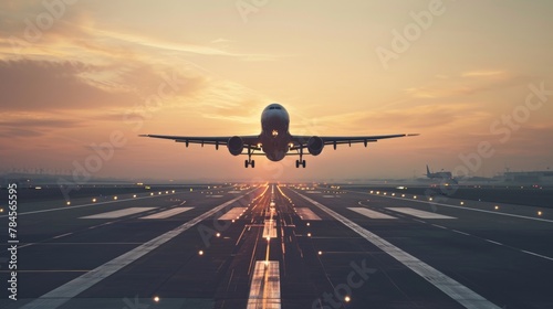 A plane taking off from an airport photo
