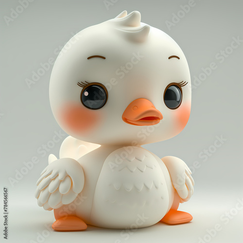 A cute and happy baby swan 3d illustration