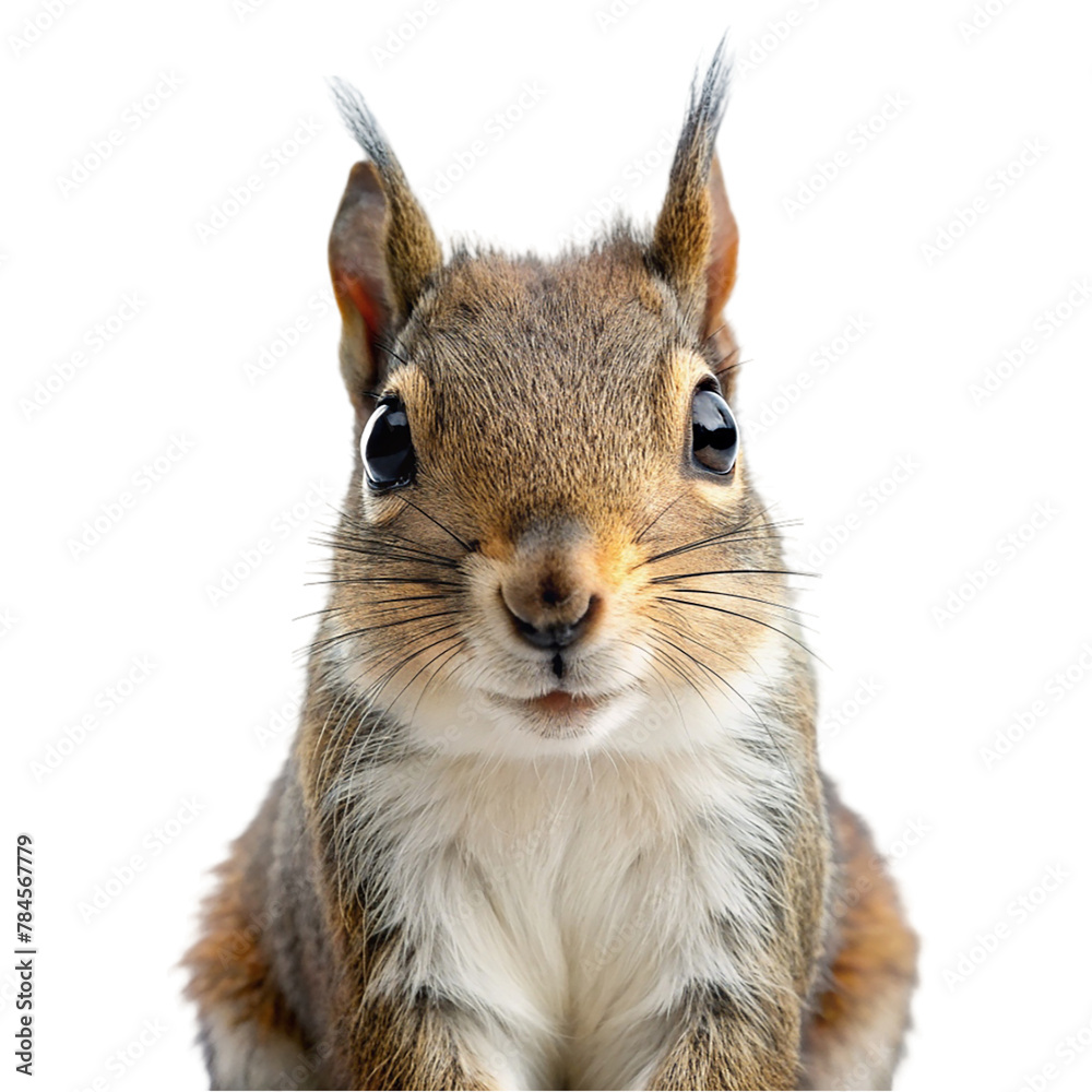 Fototapeta premium Portrait of squirrel isolated on transparent background
