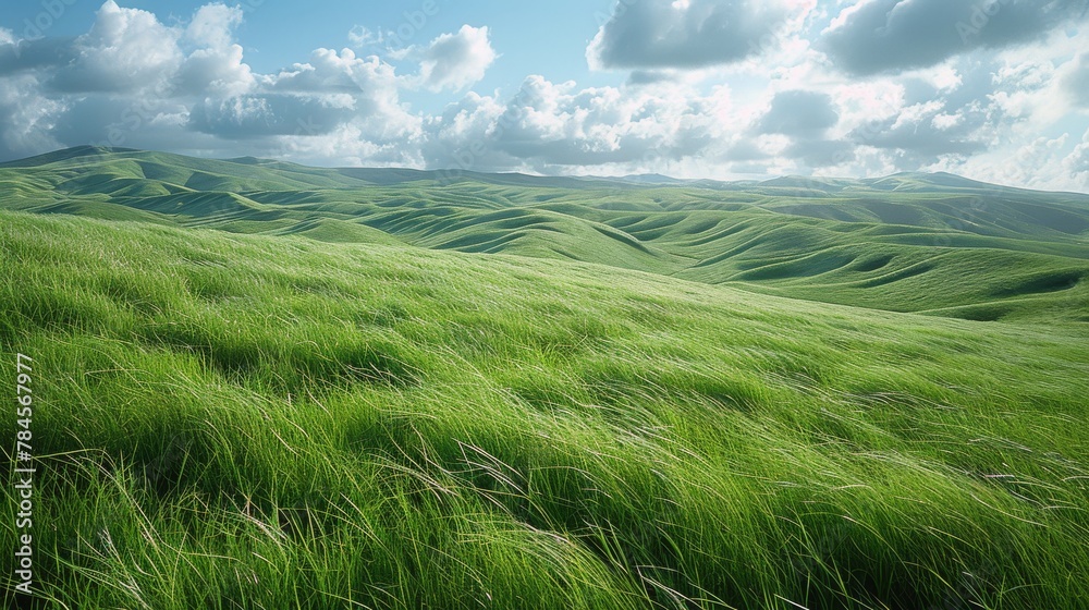 Field of Green Grass With Foggy Sky Field of Green Grass With Foggy Sky