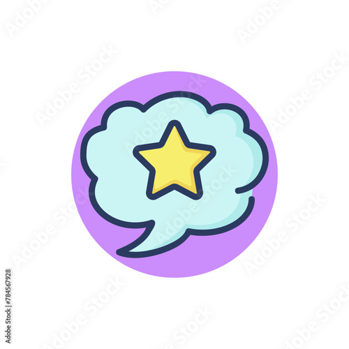 Speech bubble with star line icon. Bonus point, cloud, online chat outline sign. Loyalty program, marketing, promo concept. Vector illustration for web design and apps