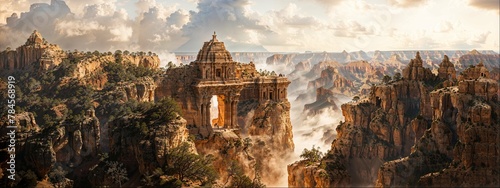 Ruins of an ancient Vedic Temple 8k Panorama photo