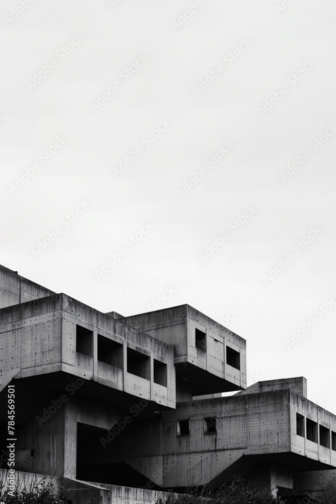 brutalism architecture in black and white with copy space