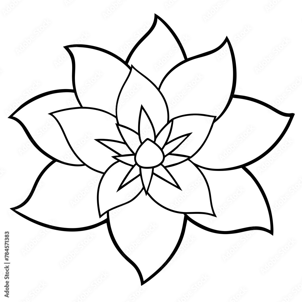    Flower vector illustration with line art.
