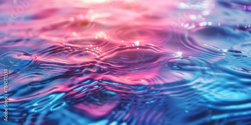 Vibrant pink and blue water ripples with light reflections, abstract background