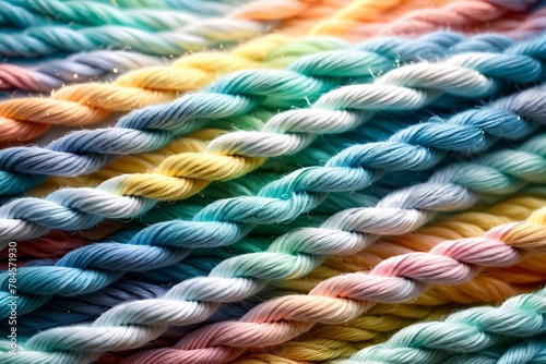 multi-colored bright ropes in pastel colors photo