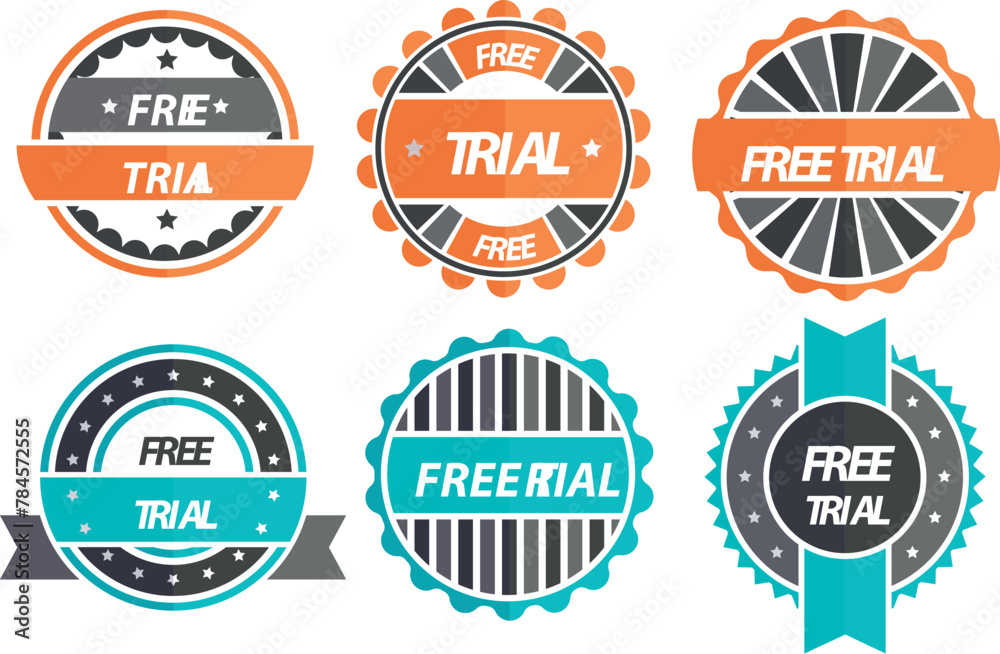 Flat design free trial labels