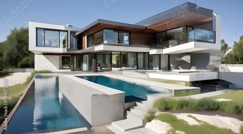 Modern Luxurious Villa with garden and swimming pool. © Mohsin