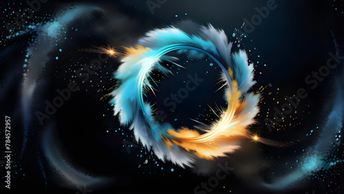 Dynamic Blue Explosion on Black Background  Vibrant Circular Burst in Deep Blue Hue  Energetic Burst of Blue on Dark Canvas  Radiant Blue Burst Amidst Black Space Generative AI 