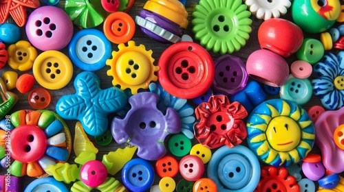 Themed Buttons and Decorative Items for School Projects photo