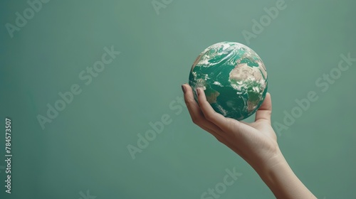 hands holding globe on isolated background