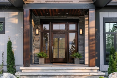 Home Entrance Embracing the Arts with a Wooden Front Door  © Ali