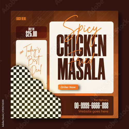 Chicken masala recipe ads promotional social media post template design 