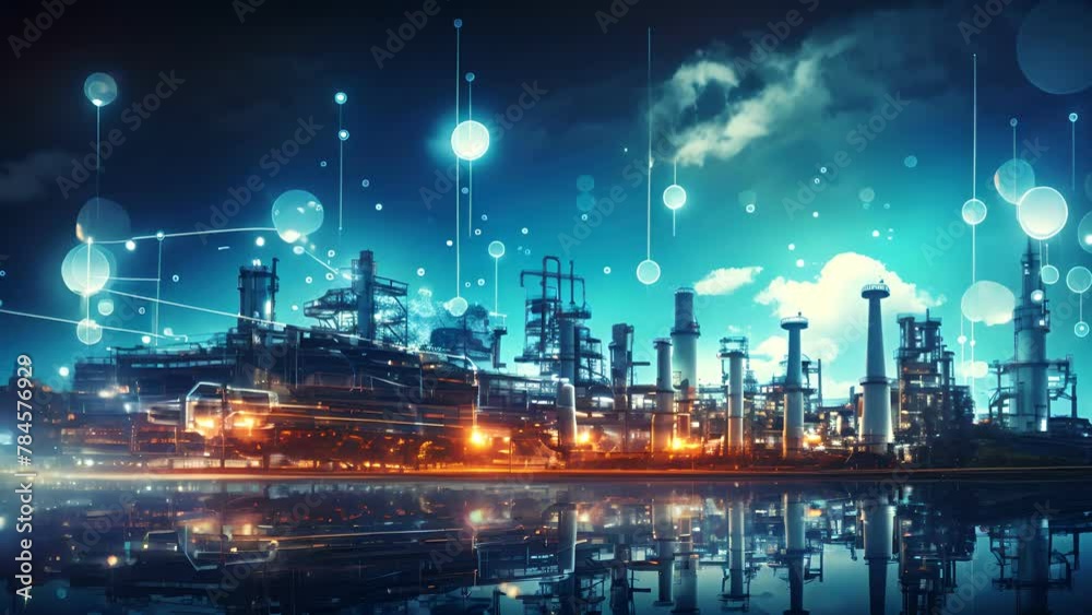 factory, communication network. Telecommunication. IoT, Internet of Things, ICT, Information communication Technology,. Smart factory. Digital transformation, cloud connecting factory, communication network. Telecommunication. IoT, Internet of Things, ICT, Information communication Technology,. Smart factory. Digital transformation, cloud connecting