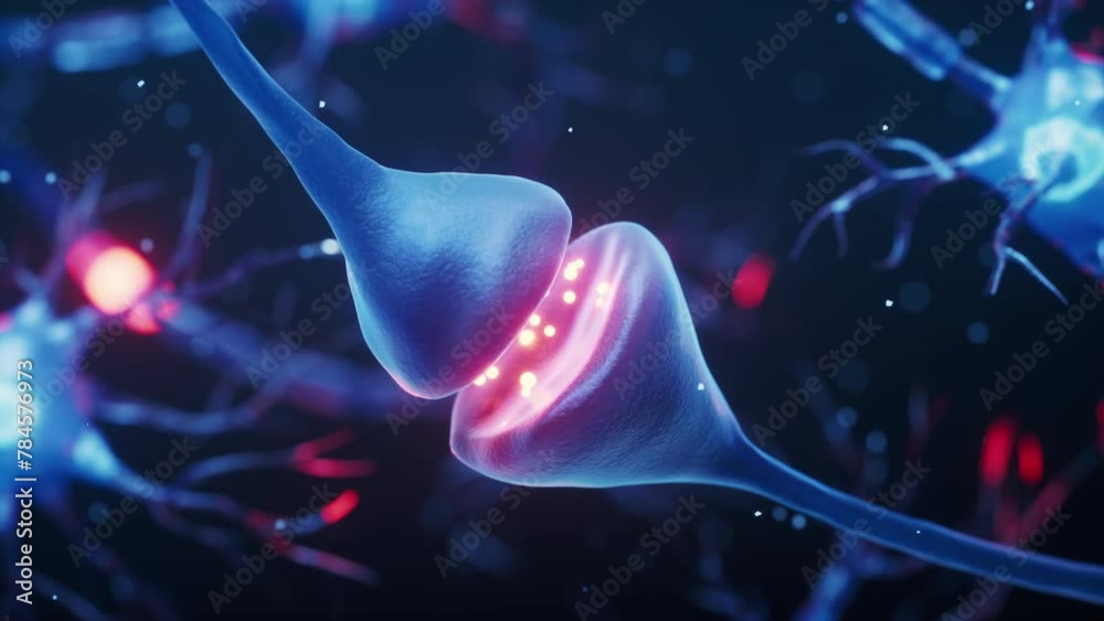 Biology nerve cell with biomedicine concept, 3d rendering.
