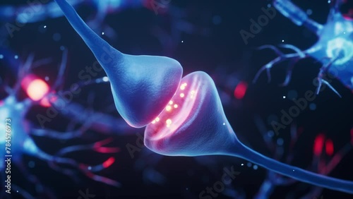 Biology nerve cell with biomedicine concept, 3d rendering.
 photo