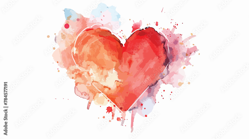 Watercolor illustration. Red heart