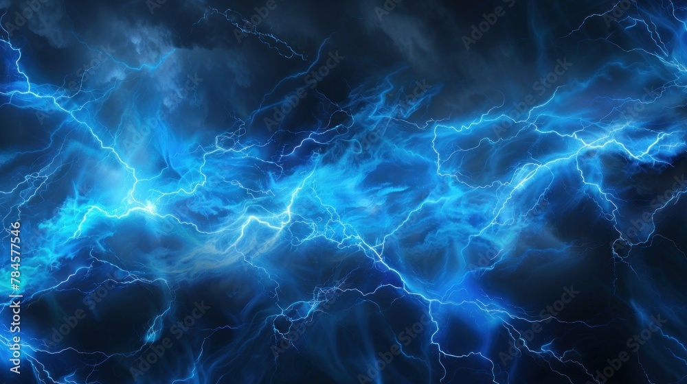 lightning . Blue lightning flash on black background. stormy weather