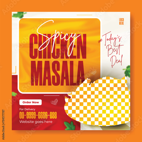 Chicken masala recipe ads promotional social media post template design 