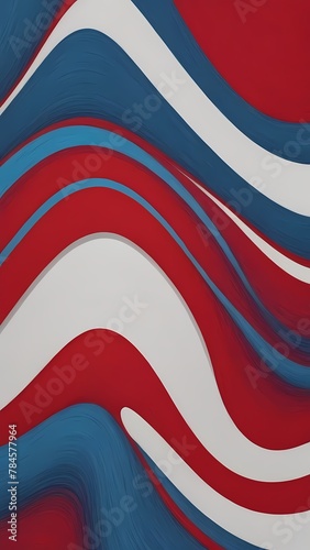 Blank space template. white, red, blue waves, abstract retro atmosphere. Generative AI, Generative, AI